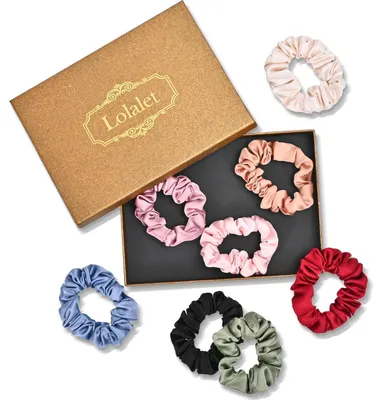 Image de Lolalet Chouchous en soie Scrunchies Femmes Premium Satin Support queue de cheval 8 couleurs