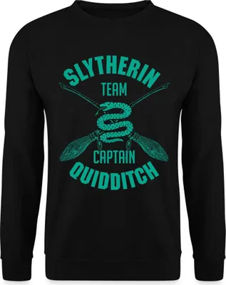 Produktbild von Spreadshirt Harry Potter Slytherin Quidditch Wappen Uni Pullover, L, Schwarz