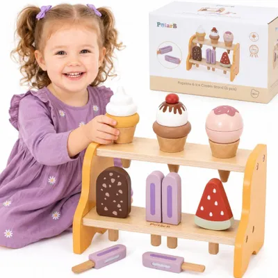 Produktbild von Viga Eisdielen-Set aus Holz mit 6 Eissorten