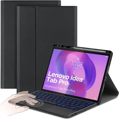 Obrázok produktu pre Kryt na klávesnicu s dotykovým panelom pre tablet Lenovo Idea Tab Pro 12.7 (2025), odnímateľný, s 7-farebným podsvietením, čierna farba