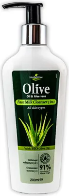 Immagine prodotto di Herbolive detergente viso 3in1, olio d'oliva e aloe vera 200ml tutti i tipi di pelle