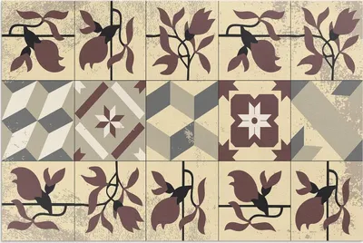 Produktbild von Magnolienfliesen gemustertes Mosaik – Vinylteppich – 150x225 cm – Outdoor Teppich – Terrasse – Wetterfest – Modern