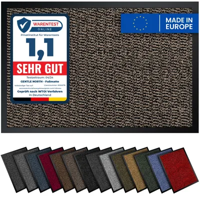 Produktbild von Gentle North Hochwertige Fußmatte beige 90x150cm groß für Innen & Außen - Schmutzfangmatte rutschfest, waschbar & wetterfest