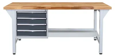 Produktbild von ADB Werkbank lichtgrau, anthrazitgrau 4 Schubladen 150,0 x 75,0 x 85,0 cm