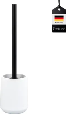 Image de Ensemble WC eluno TESERO, brosse WC avec 1 tête de rechange noire, en plastique robuste blanc
