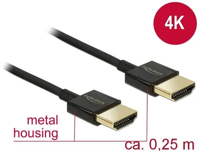 Imagen del producto de Delock 85117 DELOCK HDMi-Kabel HighSpeed Ethernet A->A 4K 3D 0,25m schw.