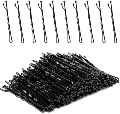 Image de Épingles à cheveux, lot de 50 épingles à cheveux métalliques ondulées, 5 cm, pour femmes, filles et salons de coiffure (noir)