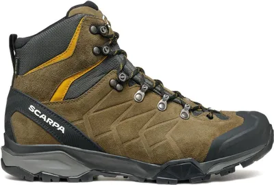 ZG Trek GTX Trekking Schuhe für Herren von Scarpa; in Olivgrün mit grauen und gelben Akzenten; geeignet für Wandern.