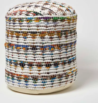 Obrázek produktu pro HOMESCAPES Designová stolička Pouf kulatá Chindi barevná