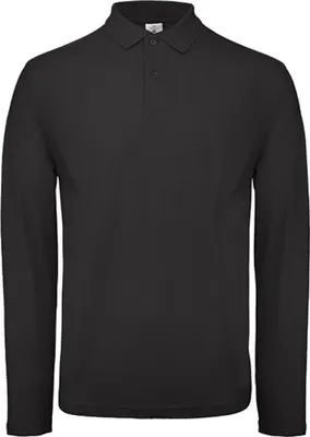 Produktbild von B&C PUI12 | Herren Long Sleeve Polo ID.001 / 100 % Baumwollpiqué - Farbe: Black - Größe: L