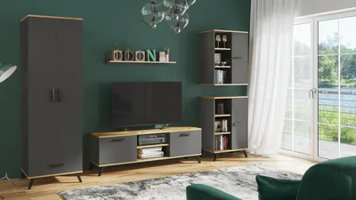 Obrázek produktu pro Obývací sestava RALF E Grafit + dub artisan