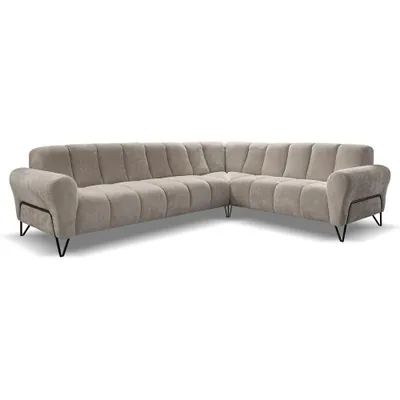 Produktbild von Beautysofa Ecksofa 295 cm, Moderne Couch, Sofa mit Schwarzen Metallbeinen - Seitenausführung: links, Polsterecke, VOLARE L - Form Latte Storm 06