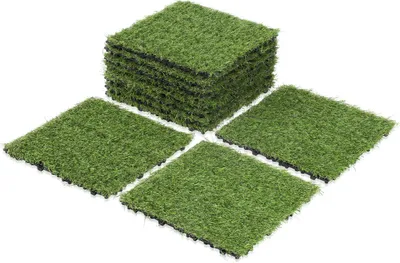Produktbild von Faziango Kunstrasenfliesen 30x30 cm 110 Stück (10 m²) – Klickfliesen Terrassenfliesen Balkonfliesen mit Drainage & Stecksystem