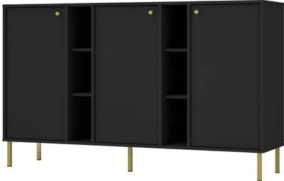 Produktbild von Masseno Kommode TORINO 158 cm Sideboard mit 3 Türen für Wohnzimmer Schlafzimmer Modern 158x41x95 cm Graphitfarben / Graphitfarben