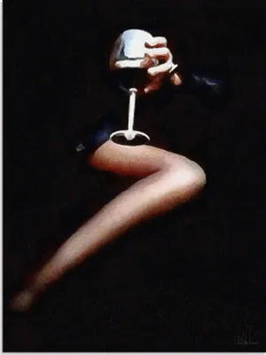 Produktbild von ARTland Glasbild Dame mit einem Glas Rotwein Größe: 45x60 cm