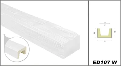 Produktbild von DECO WOOD Deckenbalken modern aus Polyurethane, 2m Länge, PolyurethanBalken Holzoptik (weiß - 9x6cm) Zierbalken Decke Wohnzimmer Wanddeko