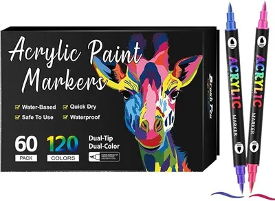 Produktbild von Silecomplaza Acrylfarben-Marker, Doppelspitze, lichtbeständige Zeichenstifte, permanentes Steinmalwerkzeug-Set, Bastelbedarf für Künstler, Papier, Glas, Holz, Leinwand, Keramik, 16,5 x 0,9 cm