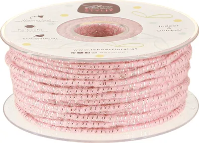 Produktbild von Floristisches Dekoband Rosa/Silber mit Draht - Dochtfaden Glamour 33m