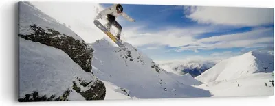 Produktbild von Bild auf Leinwand - Leinwandbild - Snowboard Schnee Sport - 90x30cm - Wand Bild - Wanddeko - Leinwanddruck - Bilder - Kunstdruck - Wanddekoration - Leinwand bilder - Wandkunst - AB90x30-0151