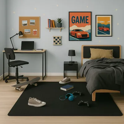 Produktbild von Velours Kinderteppich Joy Kids Schwarz, Größe:400x500 cm