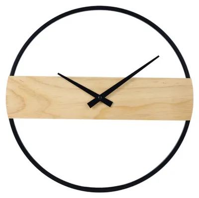 Image de SensaHome Horloge murale Reykjavik - Horloge moderne minimaliste ronde - design scandinave avec bois - Ø35 cm - Beige