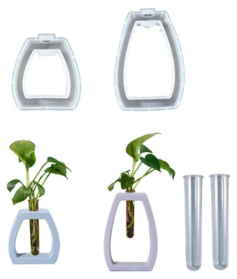 Produktbild von Silikonformen, Gießformen, Federdesign, 2 Stück. Silikonformvase mit Reagenzgläsern, Hydrokulturpflanzen, Epoxidharzformen für Kerzen, Vase (A)