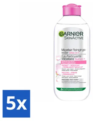 Produktbild von 5 x Garnier SkinActive Mizellen-Reinigungswasser für empfindliche Haut - 400 ml - Vorteilspackung - 5 Stücke