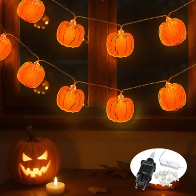 Halloween-Lichtsnoer 6 m, 20 LED, warmweiß, Kürbis-Dekoration