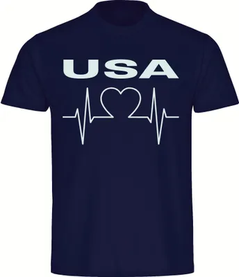 Produktbild von multifanshop Herren T-Shirt - USA - Herzschlag, navi, Größe XL