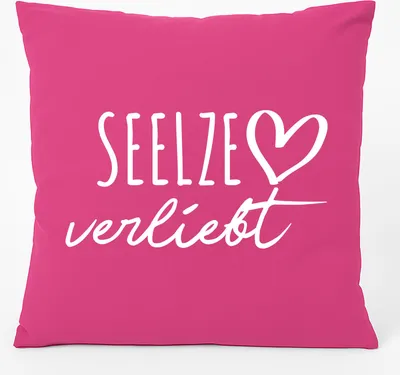 Produktbild von Huuraa Kissen Seelze verliebt 40x40cm mit Füllung Fuchsia Baumwolle Dekokissen Geschenkidee