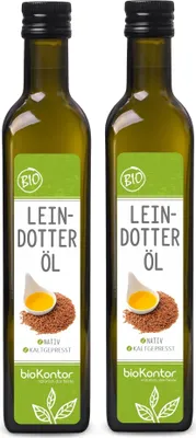 Produktbild von Leindotteröl 2x 500 ml (1000 ml) I nativ und kaltgepresst I 100% natürlich I Rohkostqualität von bioKontor