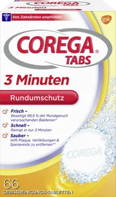 Produktbild von COREGA Tabs Rapid Rundumschutz Gebissreinigungstabletten, 66 St. Tabletten