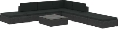 Image de vidaXL 8-tlg. Set de salon de jardin avec auflagen Poly Rattan Schwarz