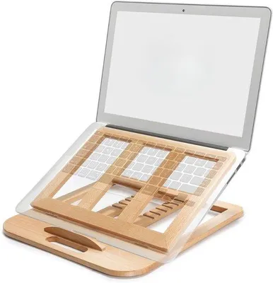Produktbild von Famanu Laptopständer - faltbarer Holz-Laptopheber - verstellbarer Computer - für Büro - tragbarer universeller Laptophalter für Laptops bis 15,6 Zoll