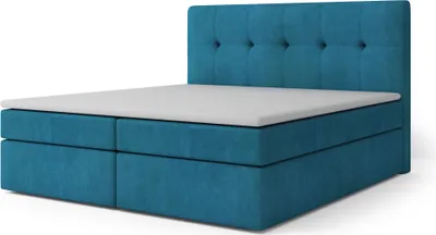 Produktbild von MR GROUP Boxspringbett mit Bettkasten, PATRYCJA, 140x200, türkis, H3, Samtstoff, Polsterbett mit Matratze und Topper Doppelbett Bett für Schlafzimmer