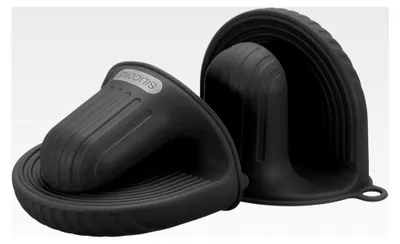Produktbild von 2 Stück Silikon Ofenhandschuhe, hitzebeständige Mini Ofenhandschuhe für die Küche, Schwarz
