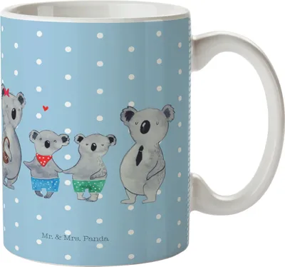 Produktbild von Mr. & Mrs. Panda Plastikbecher Koala Familie zwei - Blau Pastell - Geschenk, Kunststoffbecher, Pott, Haferl, Schulkind Tasse, Mehrwegbecher, Zusammen, Oma, Familienzeit