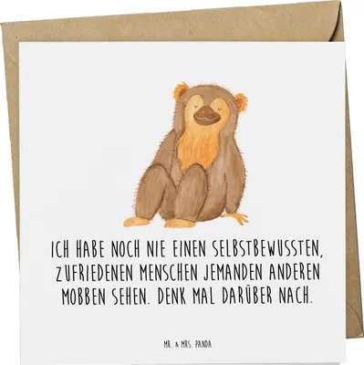 Produktbild von Mr. & Mrs. Panda Grußkarte Mobbing bewältigen - Weiß - Geschenk, Vertrauem, Mut, faltkarte, Zufriedenheit, Motivation, Respekt, Mitgefühl, doppelkarte, Trost, anlasskarte