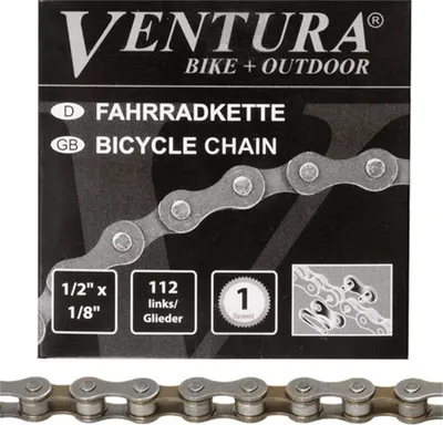 Produktbild von Ventura Kette 1-fach, 112 Glieder, Kettenschloss 1 2x1/8, grau/braun