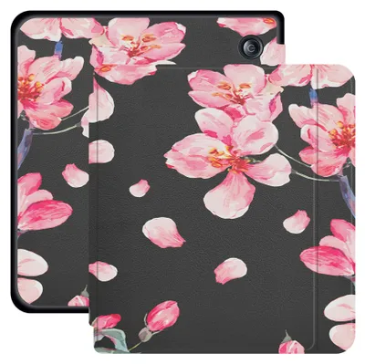 Productafbeelding van imoshion Design Slim Hard Case Sleepcover met stand voor de Kobo Libra H2O - Blossom Watercolor Black