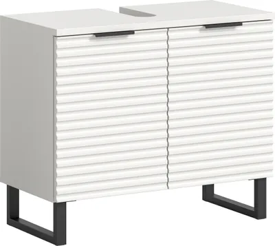 Produktbild von Waschbeckenunterschrank >Riff< in Weiß - 70x59x34cm (BxHxT)