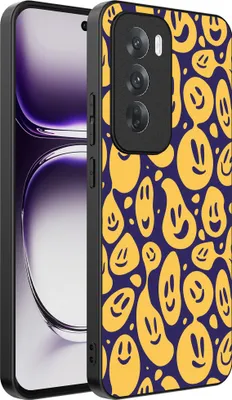 Produktbild von Smartphonica Telefon Fall geeignet für Oppo Reno 12 Pro mit Smiley Druck - TPU zurück Abdeckung Fall Emoji Design - lila gelb