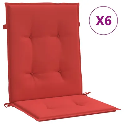 Image de Coussins de chaise de jardin à dossier bas lot de 6 rouge
