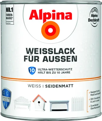 Produktbild von Alpina Weisslack für Außen seidenmatt weiß 2,0 Ltr.