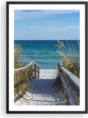 Produktbild von Gerahmtes Poster - Schwarzer Rahmen - Strand Düne Strecke - 50x70 cm - Wand Bild - Wanddeko - Wandbilder - Kunstposter - Wandposter - Bilderrahmen - Bilder - Kunstdruck - Wandbild - P2BPA50x70-4180
