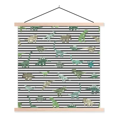 Obrázek produktu pro MuchoWow® Textilní plakát - Školka - Černá - Dinosaurus - Chlapci - Dívky - Děti - 120x120cm - S hnědými lamelami