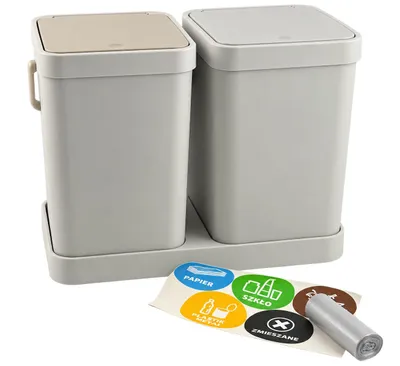 Produktbild von Abfalleimer 32L 2 Fächer (3 x 16L) Mülltrennsystem Abfalltrennsystem Kunststoff, KI-generiertes Bild