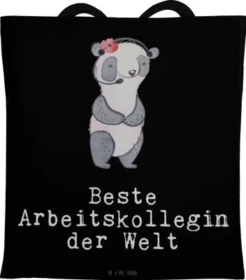Produktbild von Mr. & Mrs. Panda Shopping Tasche Panda Beste Arbeitskollegin der Welt - Schwarz - Geschenk, Geschenkidee, Tote Bag, Beutel, Ruhestand, Freundin, Schultasche, Laptoptasche