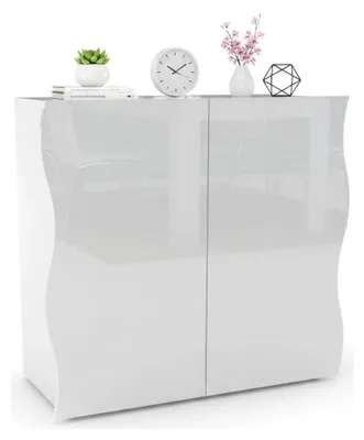 Produktbild von Kommode Dlandin, Küchen-Sideboard mit 2 Türen, Wohnzimmer-Buffet, 100% Italy, cm 90x40h81, glänzend weiß
