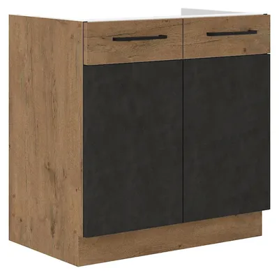 Produktbild von Vigo Spülenschrank 80cm Eiche Lancelot Matera Grau Küchenzeile Küchenblock Küche